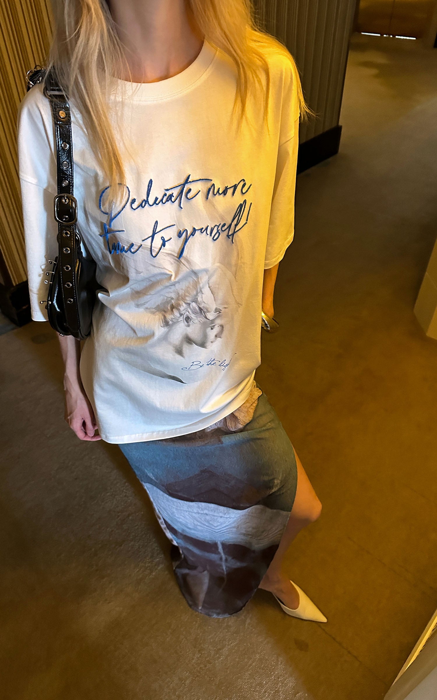 0122stepll Angel Script Oversized Graphic T-Shirt