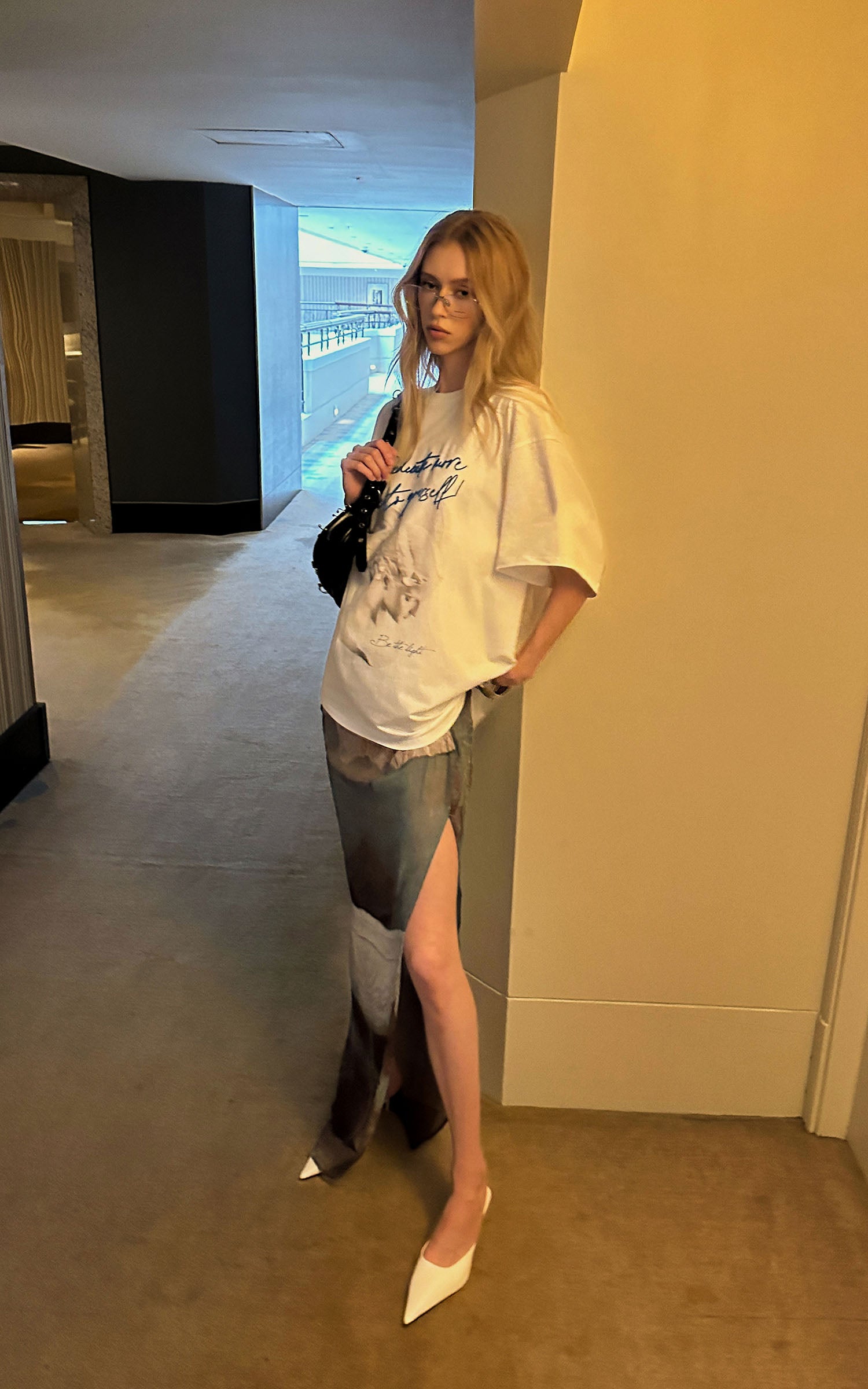 0122stepll Angel Script Oversized Graphic T-Shirt