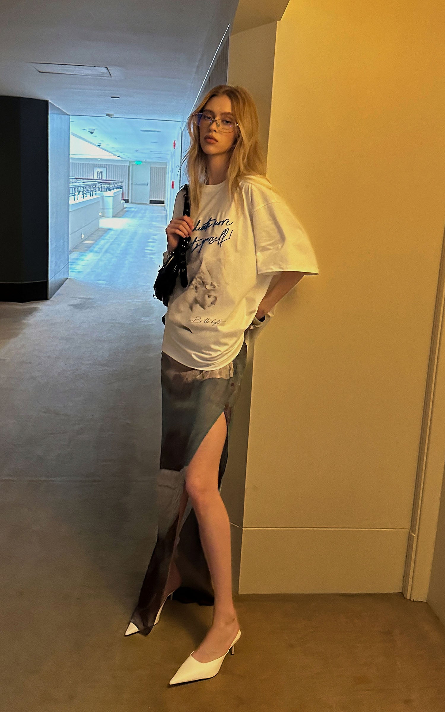 0122stepll Angel Script Oversized Graphic T-Shirt