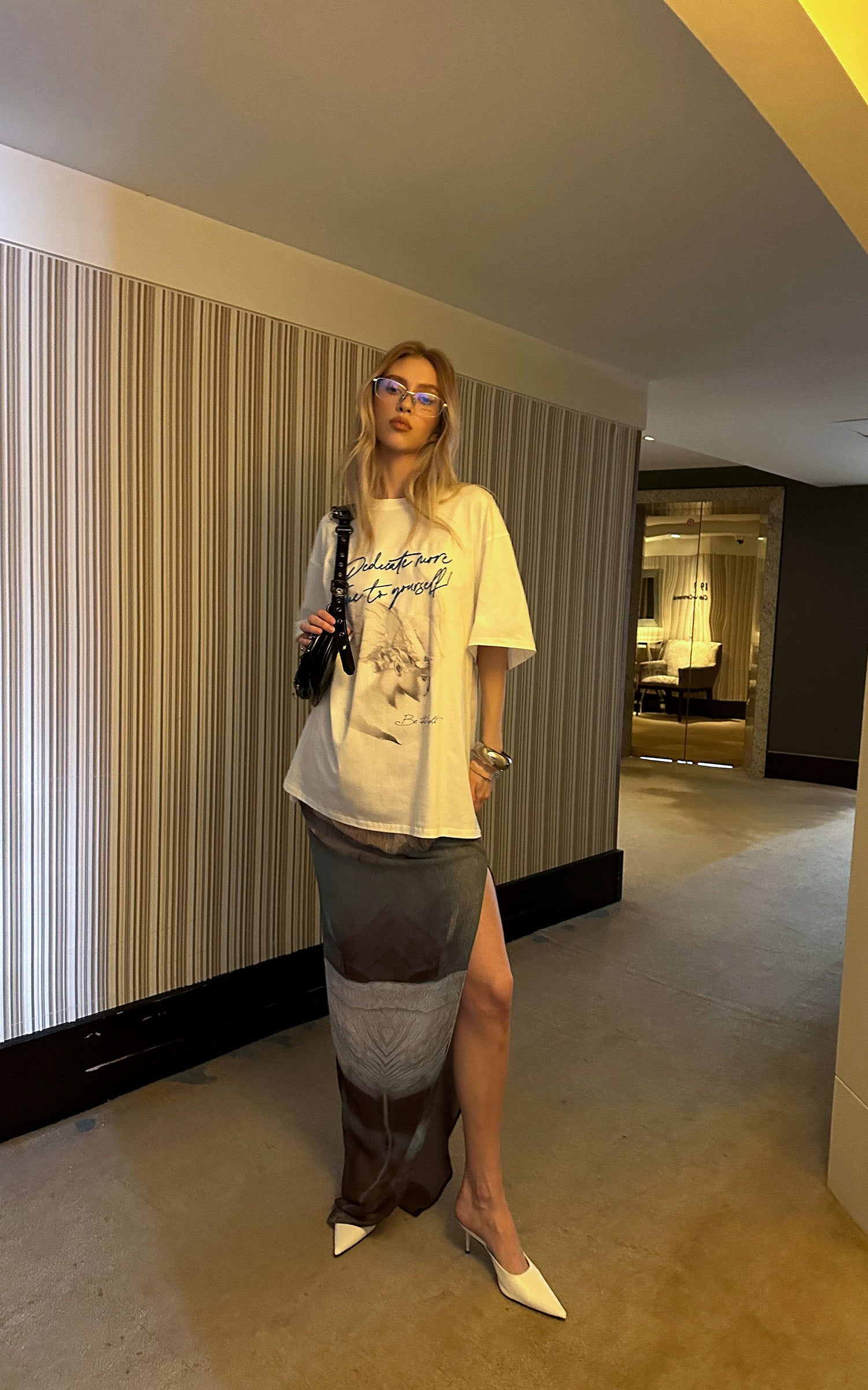0122stepll Angel Script Oversized Graphic T-Shirt