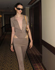 0122stepll Ensemble Body Polo & Pantalon Évasé