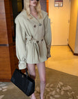 0122stepll Hooded Belted Trench Jacket