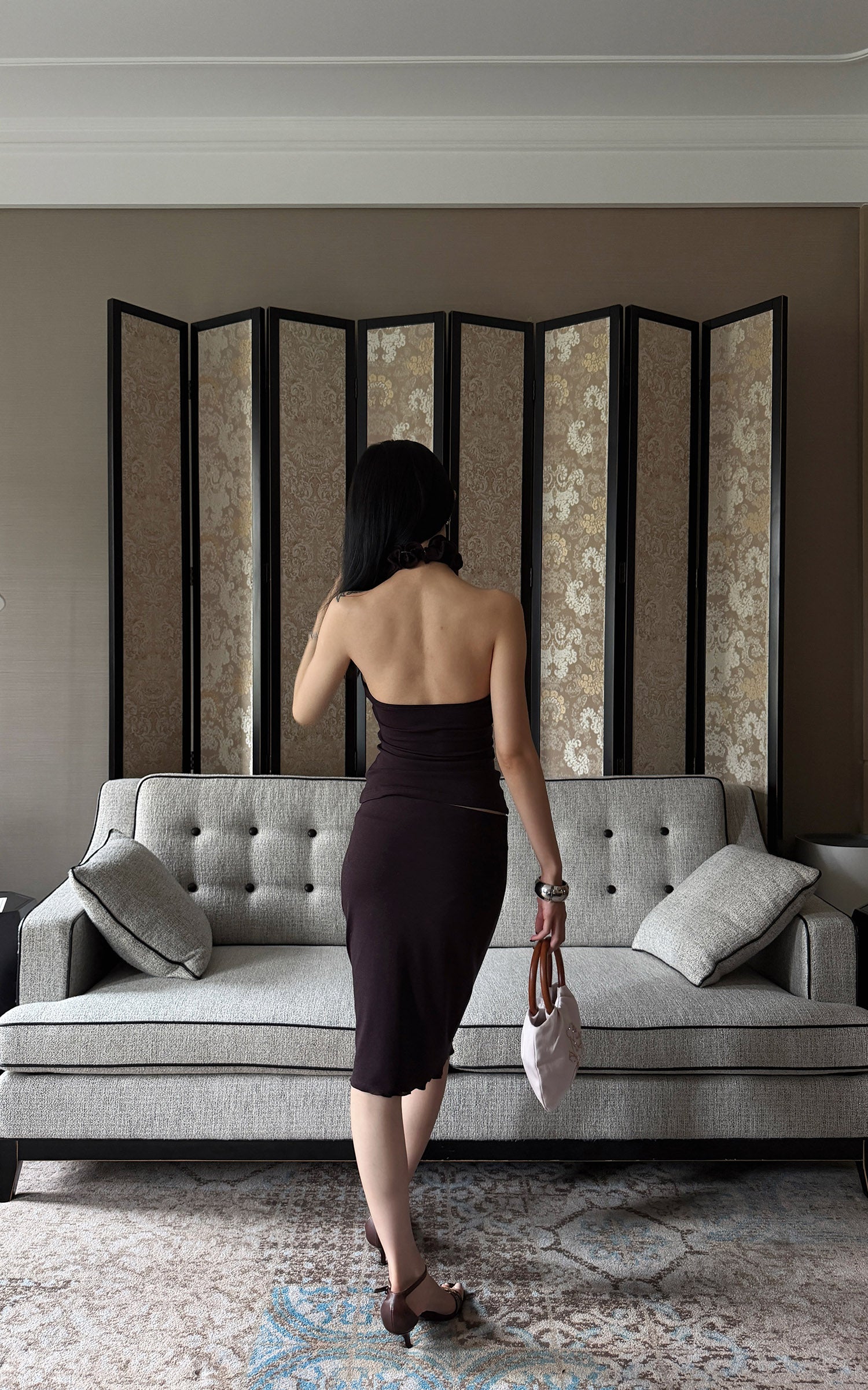 Hydrae Ruffle Halter Top &amp; Midi Skirt Set