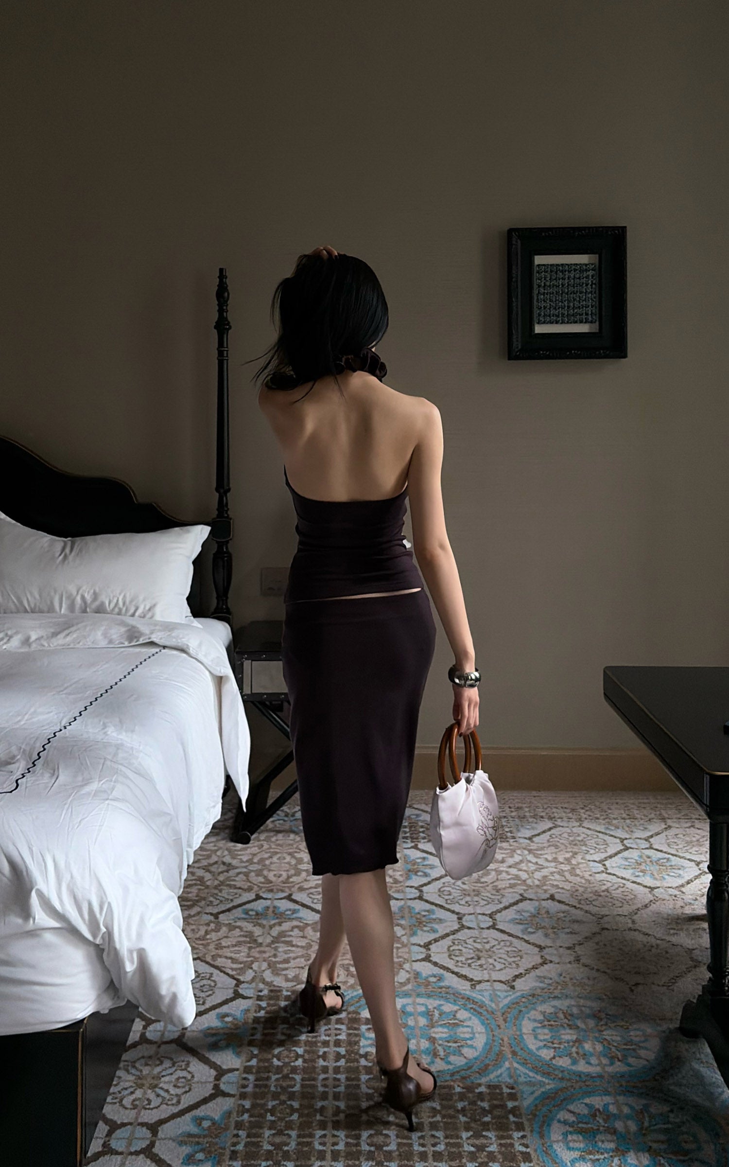Hydrae Ruffle Halter Top &amp; Midi Skirt Set