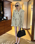 0122stepll Hooded Belted Trench Jacket