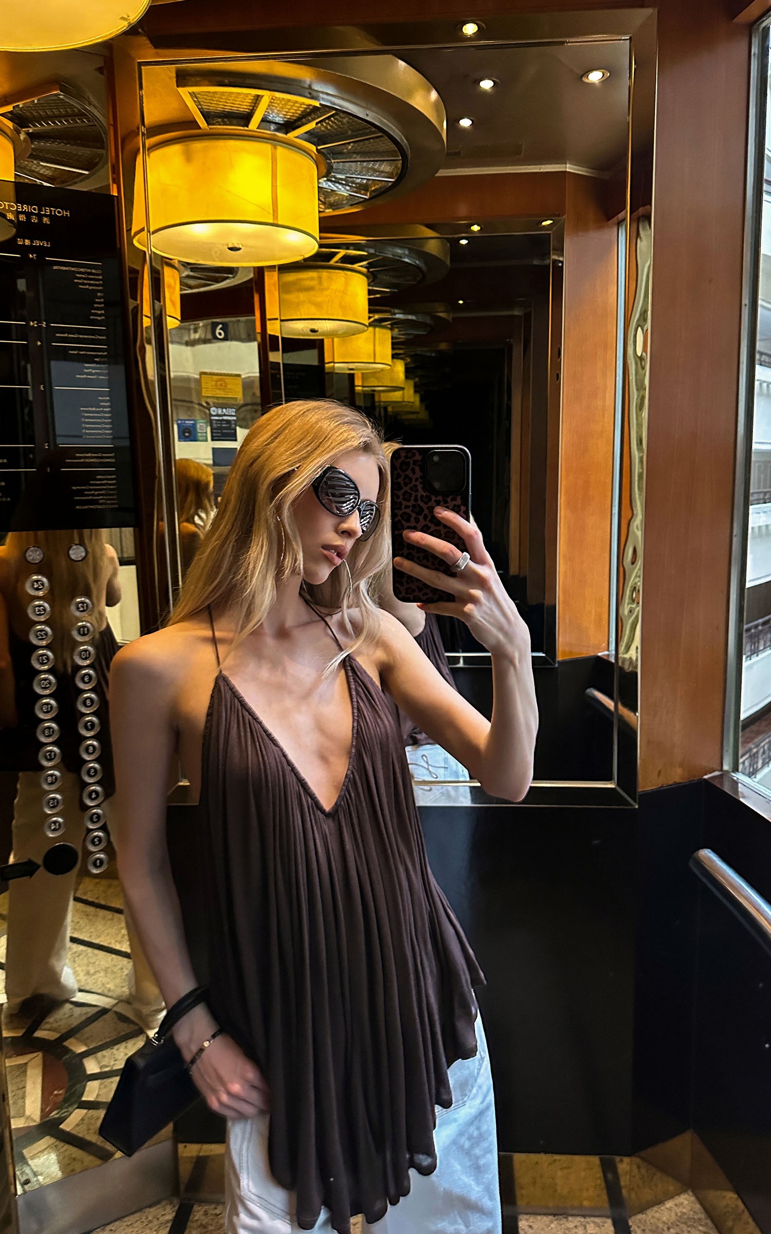 0122stepll Pleated Halter Draped Camisole Top