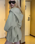 0122stepll Hooded Belted Trench Jacket