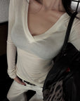 Hydrae Sheer V-Neck Second-Skin Long-Sleeve Top