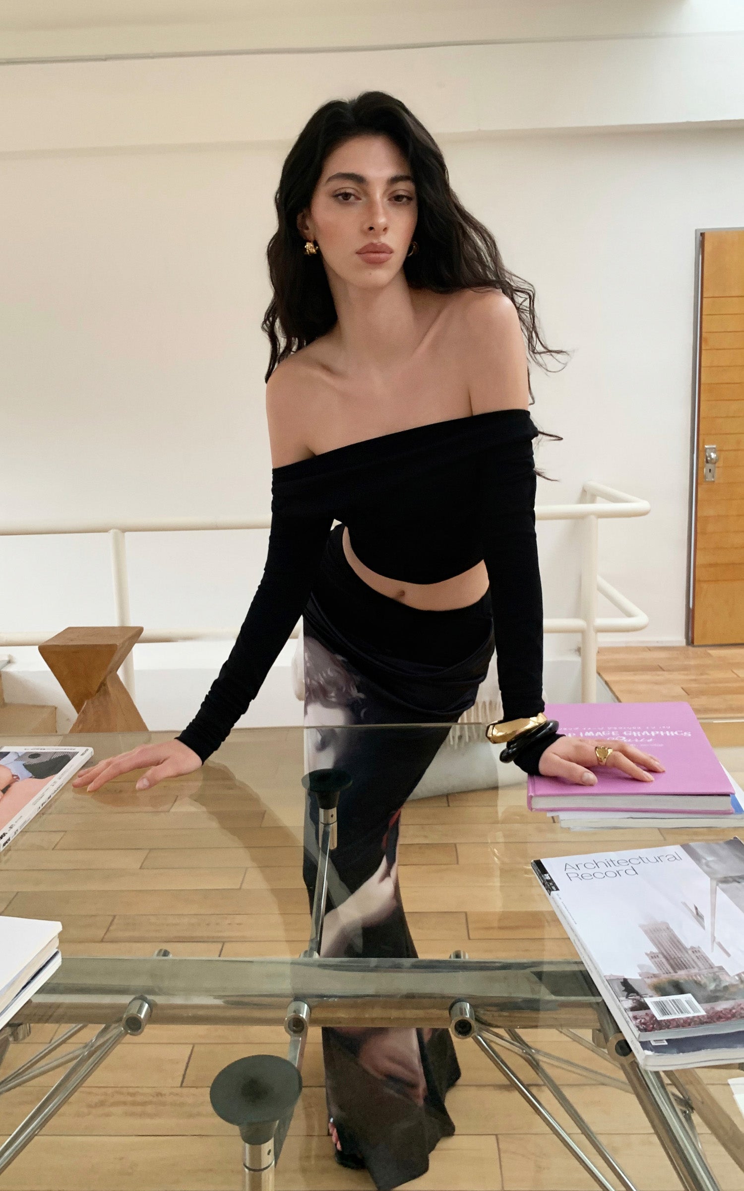 0122stepll Renaissance Portrait Print Draped Maxi Skirt