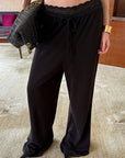 0122stepll Strapless Tube Top & Lace Waist Wide-Leg Pants Set