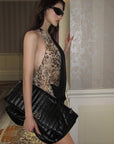 0122stepll Leopard Contrast Draped Halter Top