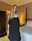 0122stepll Scarf Slip Dress & Sheer Lace Skirt Set