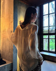 0122stepll Sheer Twisted Draped Satin Shirt