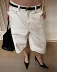 0122stepll Low-Rise Wide-Leg Cropped Denim Pants
