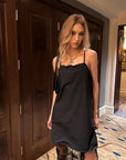 0122stepll Scarf Slip Dress & Sheer Lace Skirt Set