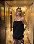 0122stepll Scarf Slip Dress & Sheer Lace Skirt Set