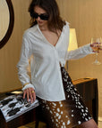 0122stepll Fawn Print Faux Fur Mini Skirt