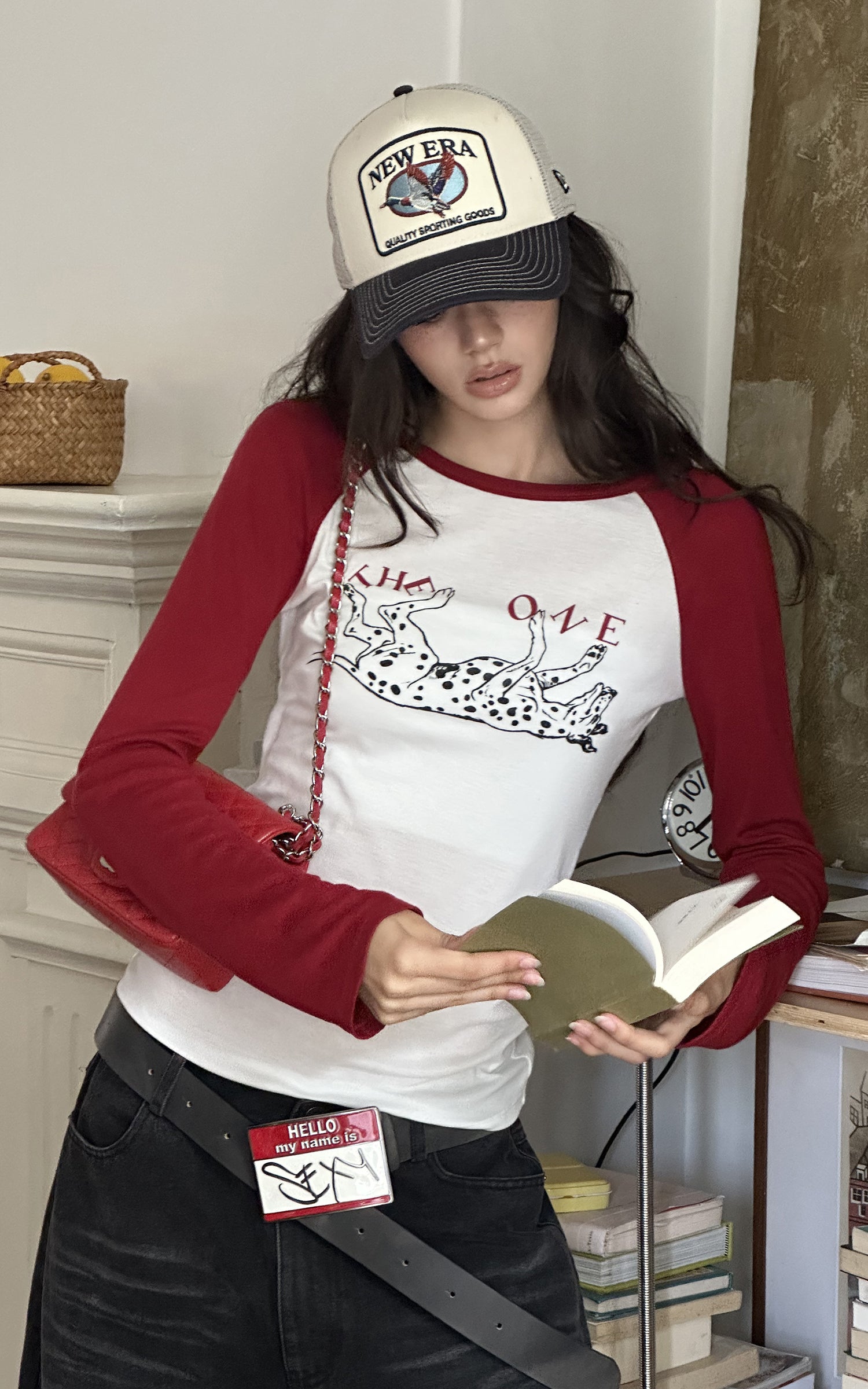 WARDEN EDGE Haut à manches longues raglan avec motif dalmatien