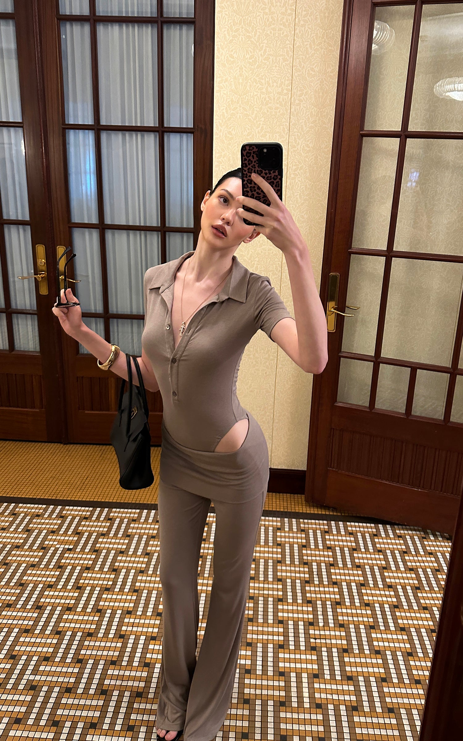 0122stepll Ensemble Body Polo &amp; Pantalon Évasé