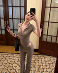 0122stepll Ensemble Body Polo & Pantalon Évasé