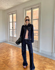 0122stepll Veste en jean sculptée & Ensemble jean droit taille basse