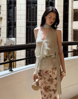 0122stepll Draped Halter Neck Tie Top