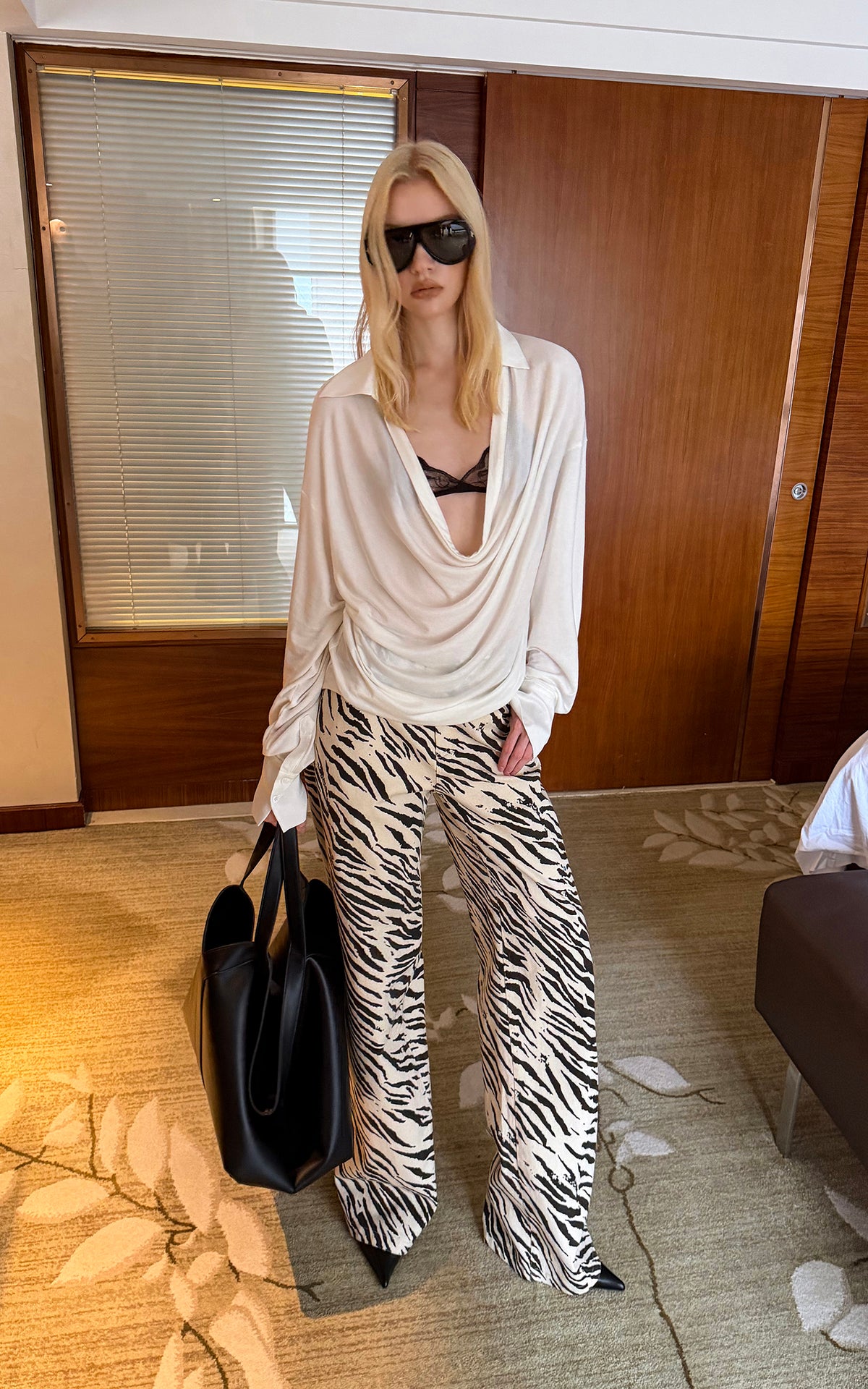 0122stepll Draped Cowl Neck Knit Long Sleeve Top
