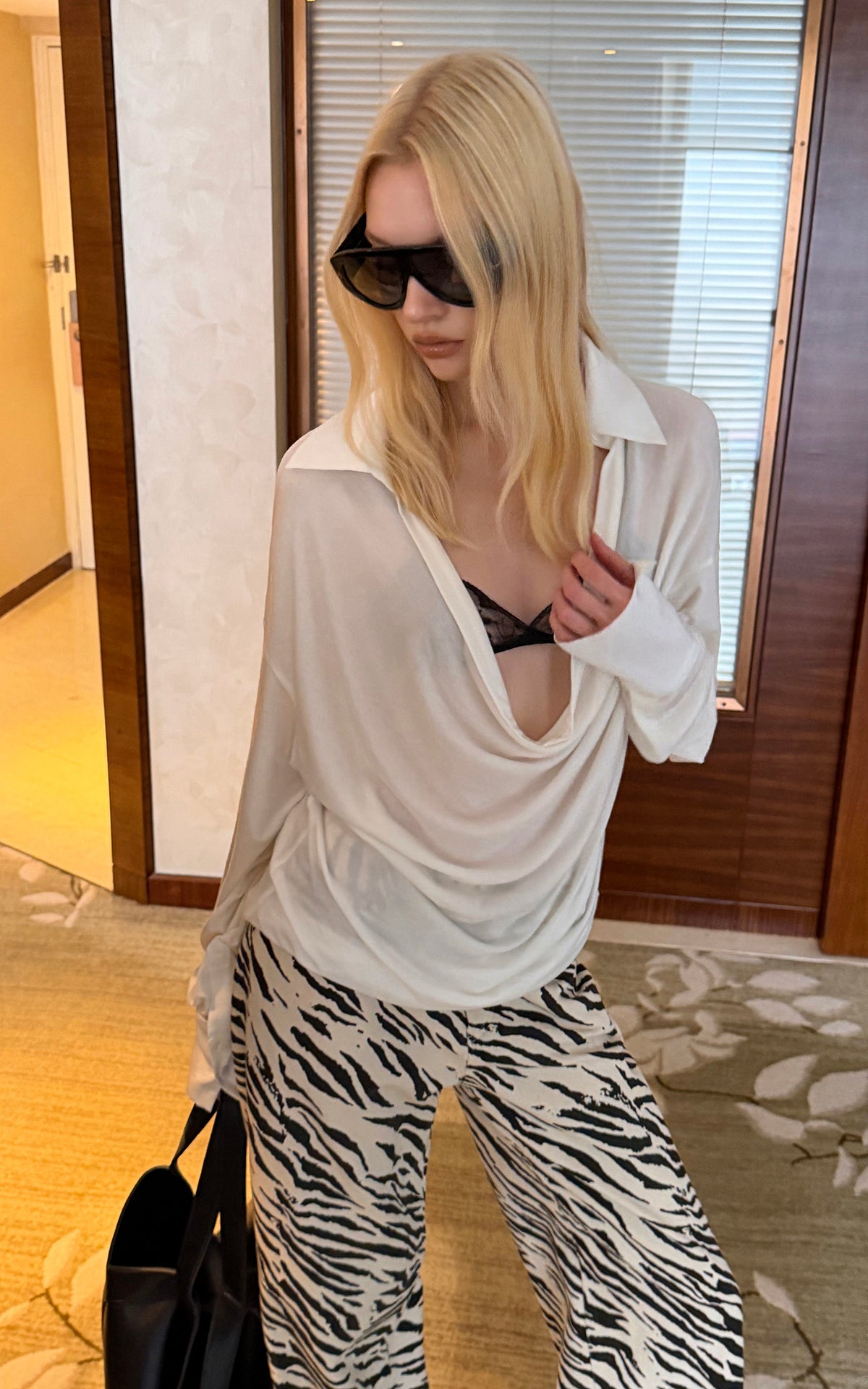 0122stepll Draped Cowl Neck Knit Long Sleeve Top