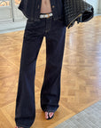 0122stepll Veste en jean sculptée & Ensemble jean droit taille basse