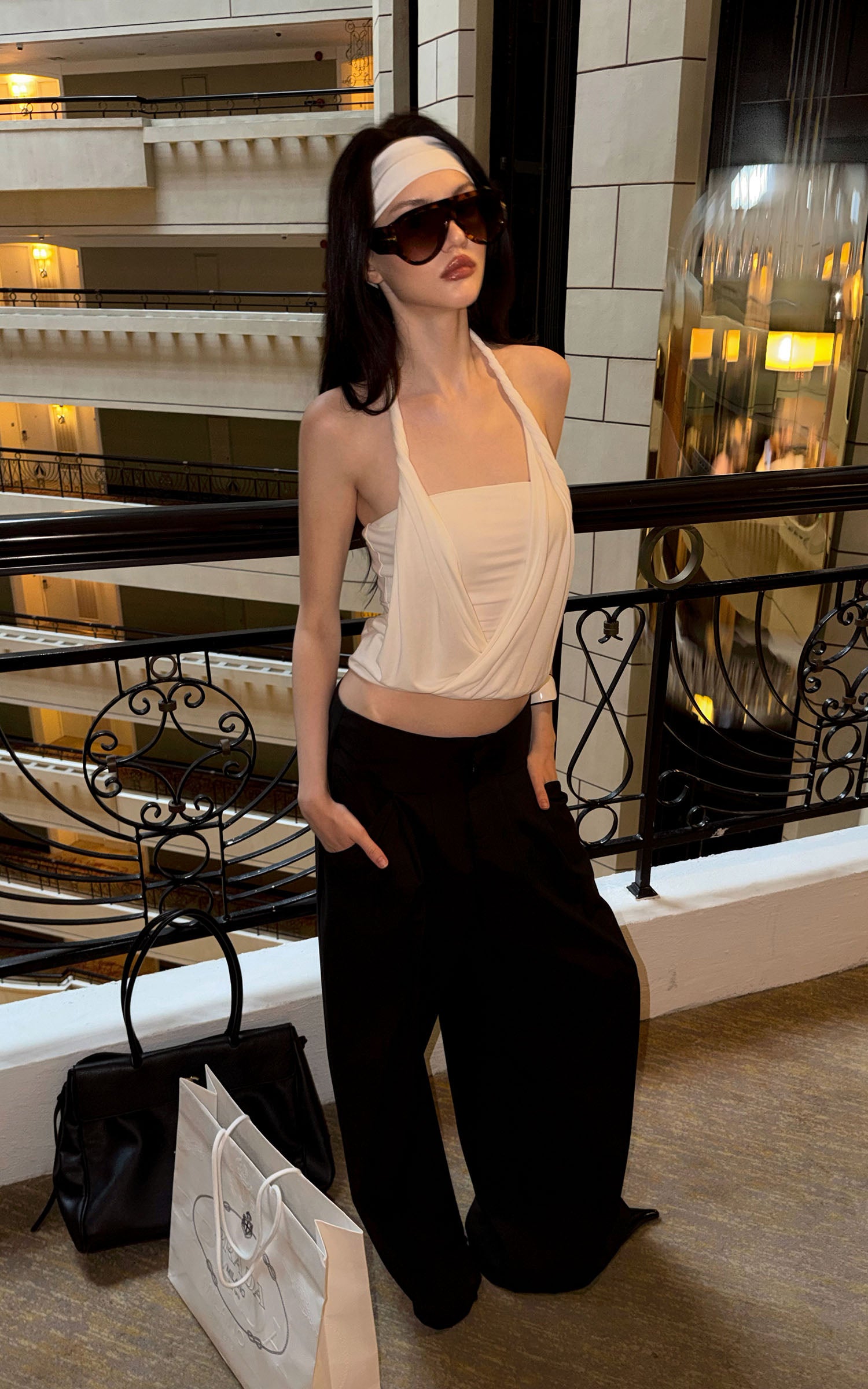 0122stepll Draped Halter Tube Top