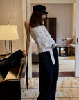 0122stepll Strapless Bustier & Cape Top Set
