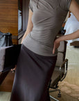 0122stepll Draped Ruched Slim Fit Top