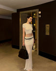 0122stepll Sheer Knit Maxi Skirt & Baby Tee Set