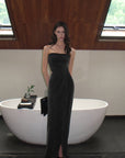 0122stepll Strapless Draped Cut-Out Maxi Dress