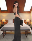 0122stepll Strapless Draped Cut-Out Maxi Dress