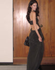 0122stepll Strapless Draped Cut-Out Maxi Dress