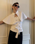 0122stepll Strapless Bustier & Cape Top Set