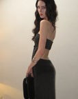 0122stepll Strapless Draped Cut-Out Maxi Dress