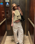 0122stepll Double-Breasted Halter Asymmetric Top