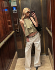 0122stepll Double-Breasted Halter Asymmetric Top