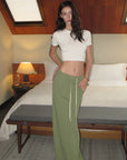 0122stepll Fitted Tee & Drawstring Maxi Skirt Set