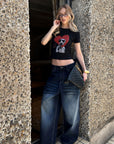 0122stepll Dalmatian Heart Graphic Baby Tee