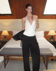 0122stepll Haut halter drapé blanc