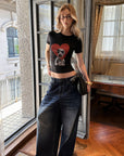 0122stepll Dalmatian Heart Graphic Baby Tee