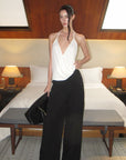 0122stepll Haut halter drapé blanc