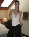 0122stepll Haut halter drapé blanc