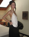 0122stepll Haut halter drapé blanc