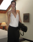 0122stepll Haut halter drapé blanc