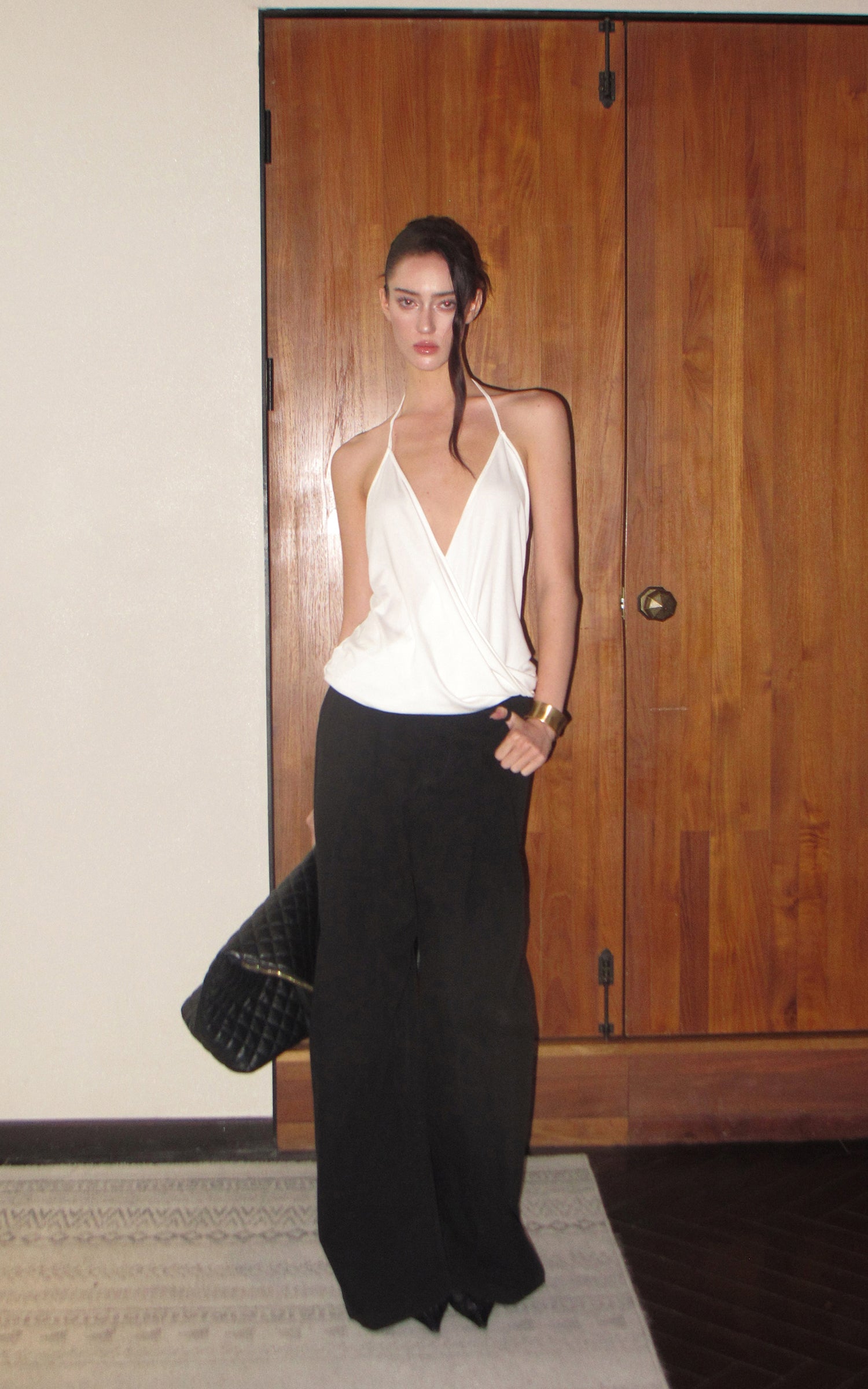 0122stepll Haut halter drapé blanc