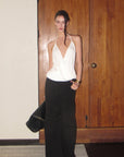 0122stepll Haut halter drapé blanc